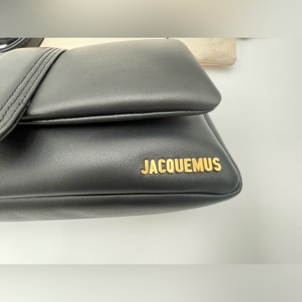 ❌❌SOLD! JACQUEMUS BLACK LEATHER LARGE LAMBSKIN BAMBIMOU SHOULDER BAG PURSE NWT! - Picture 11 of 16